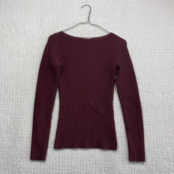 Aritzia Tops - Aritzia Babaton Burgundy Dark Red Sculpt Knit Opus Longsleeve Top Women Size XS